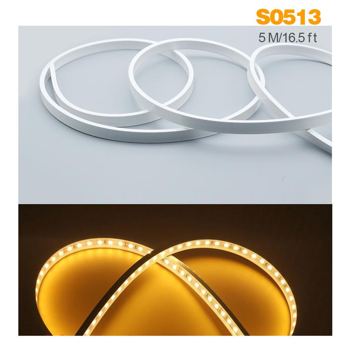 1M/5M/10M/20M  Pack of T0513 LED Neon Light Housing Kit with End Caps and Mounting Clips, Flexible Neon Channel Fit for 10mm Wide LED Strip Lights - LEDStrips8
