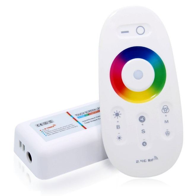 12V-24V DC 2.4G RF Wireless RGB LED Controller for RGB LED Strips with Touch Color Ring Remote - LEDStrips8