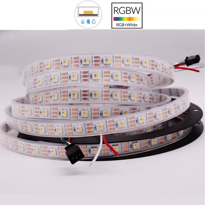 DC 5V SK6812 Individually Addressable LED Strip Light 5050 RGBW 16.4 Feet (500cm) 60LED/Meter LED Pixel Flexible Tape White PCB - LEDStrips8