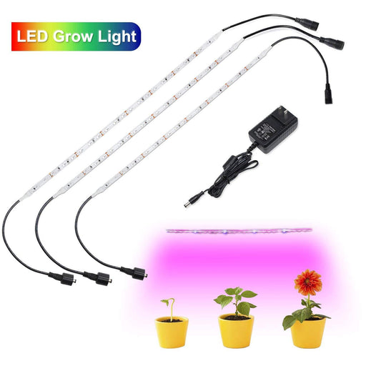 3Pcs 18W 1.6ft Waterproof LED Flexible Grow Strip Lights with 2A PowerSupply for Indoor Plants/Plant Growing/Greenhouse/Potted Plant/Hydroponic Garden - LEDStrips8