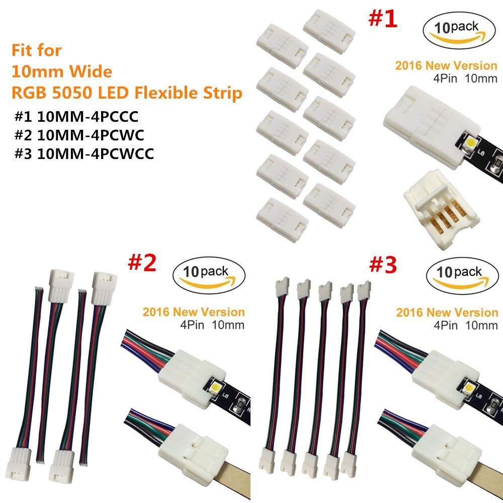 10pcs/Pack New LED Strip Connector Solderless Snap Down 4 Pin Strip to Strip Gapless Jumper for 10mm Wide 5050 RGB Color Flex LED Strips - LEDStrips8