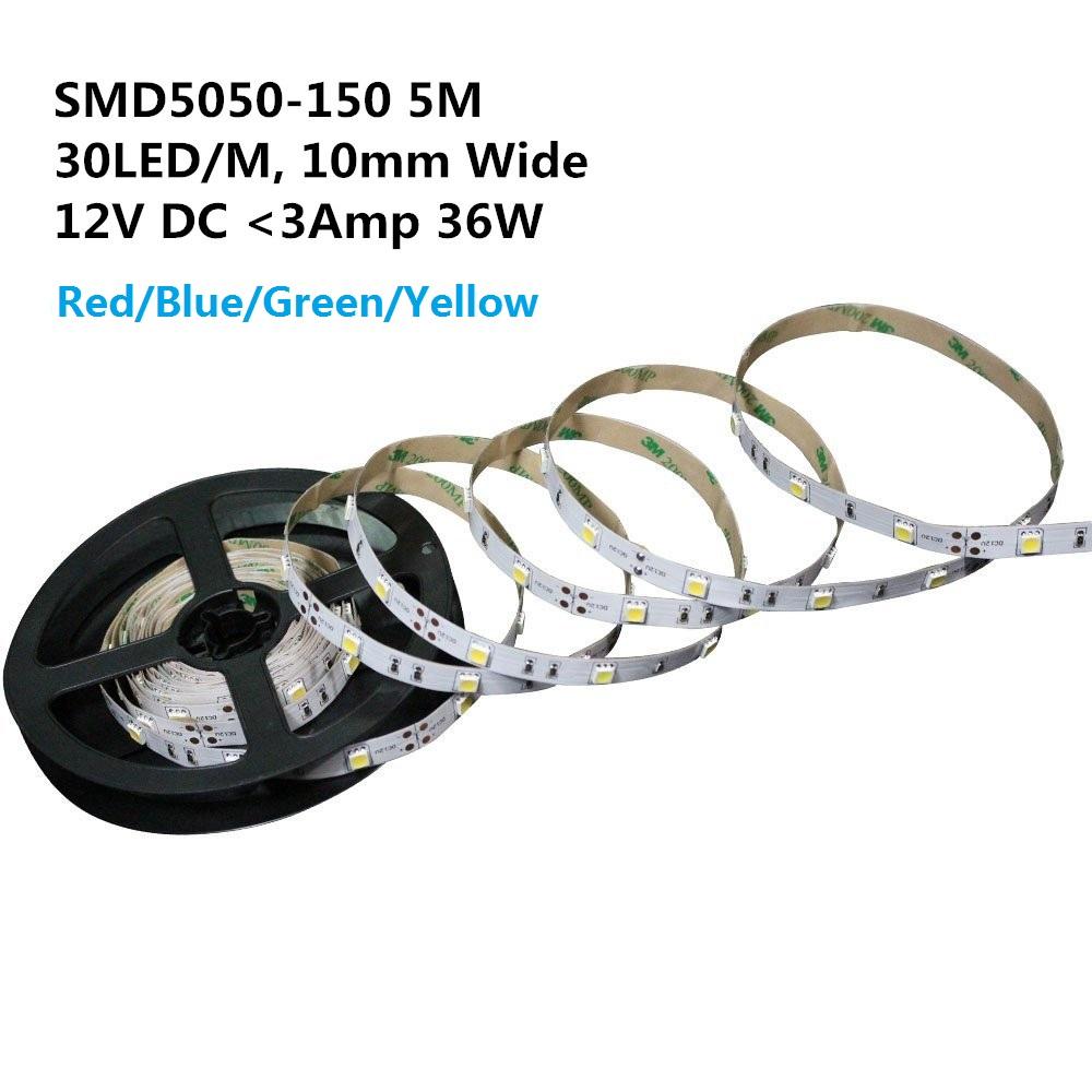 RGB 5050 LED Strip Light 30/m 10mm wide 5m Reel