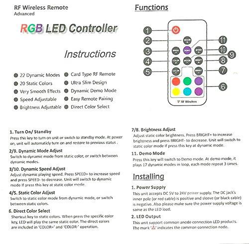 DC5-24V 12A RGB LED Dimmer Controller with Mini RF Wirelless 17keys Remote Controller for SMD5050 3528 RGB LED Strip Lights - LEDStrips8