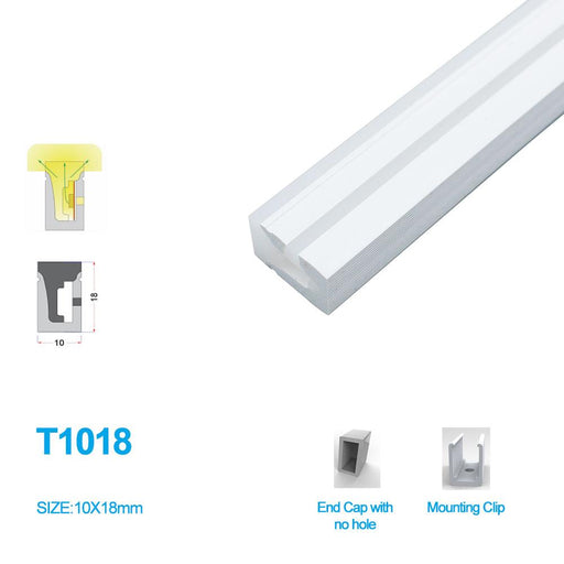 1M/5M/10M/20M  Pack of T1018 LED Neon Light Housing Kit with End Caps and Mounting Clips, Flexible Neon Channel Fit for 10mm Wide LED Strip Lights - LEDStrips8