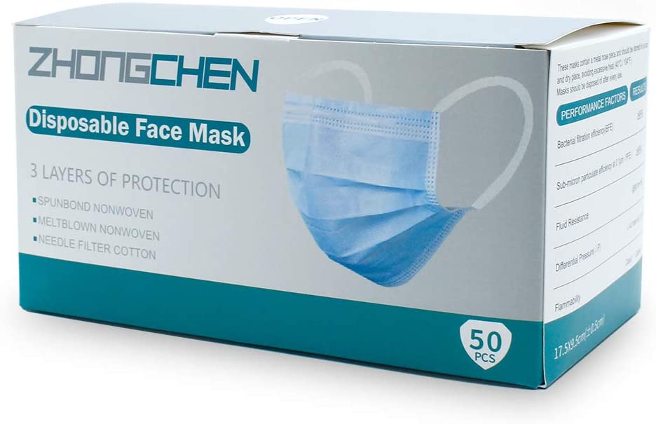 2000pcs 1Carton Disposable Face Masks, 3-Ply Cotton Filter for Dust, Germ Protection