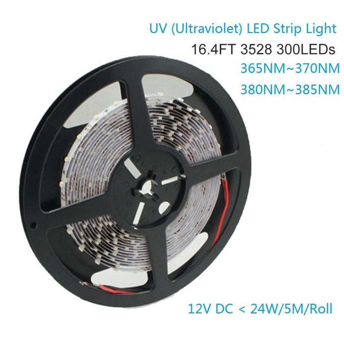 365nm/380nm SMD3528-300 12V 24W UV (Ultraviolet) LED Strip Light for UV Curing, Currency Validation, Medical Field - LEDStrips8