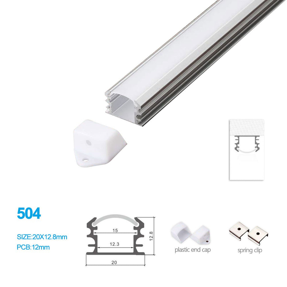 5/10/25/50 Pack 20MM*12.8MM LED Aluminum Profile with Semiround Milky White Cover, Ceiling or Wall Mounted for LED Rigid Strip Lighting System - LEDStrips8