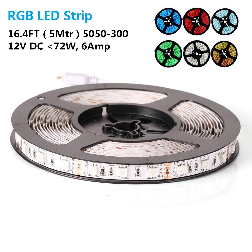 SMD5050-300 RGB Color Changing High Density Tri-ChipFlexible LED Strips 60 LEDs Per Meter 10mm Width - LEDStrips8
