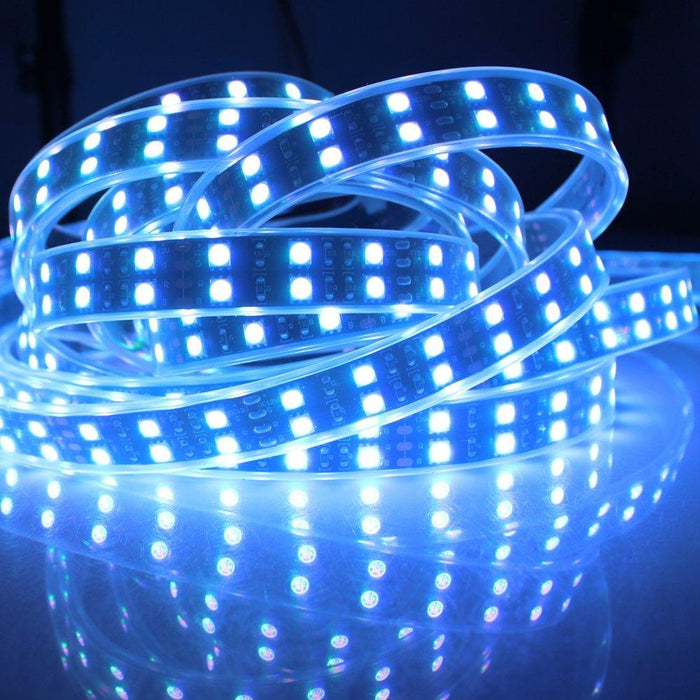 DC 12V RGB Color Changing SMD5050-600 Double Row Flexible LED Strips 120 LEDs Per Meter 15mm Width - LEDStrips8
