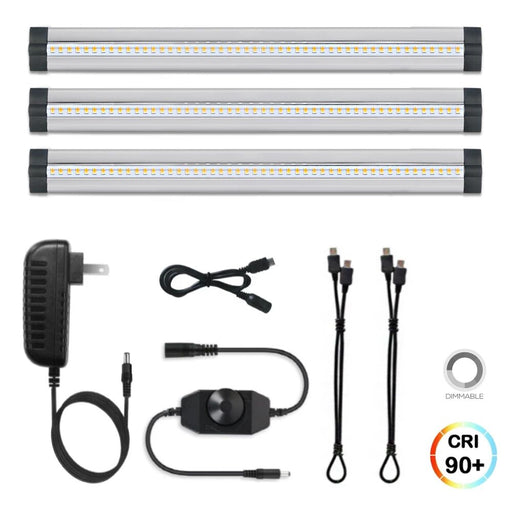3 Pack LED Under Cabinet Lighting Dimmable Cool White, 15W 900LM CRI90, All Accessories Included - LEDStrips8