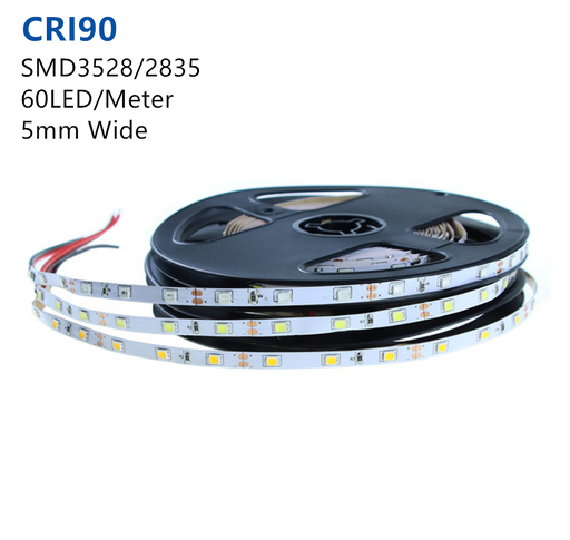 High CRI > 90 Super Slim DC 12V SMD3528-300 Flexible LED Strips 60 LEDs Per Meter 5mm Width 300lm Per Meter - LEDStrips8