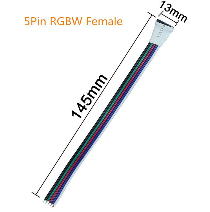 10pcs Pack (5Pair) 5pin RGBW/RGBWW LED Strip Connectors - LEDStrips8