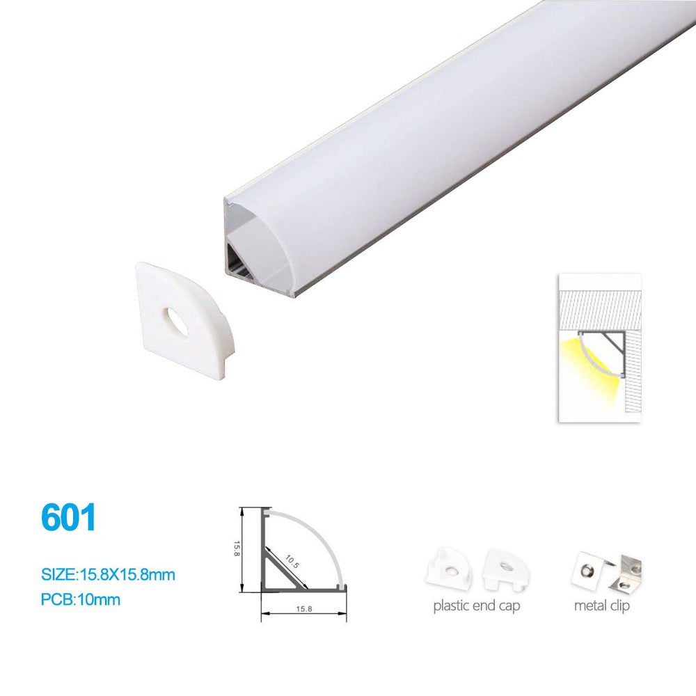 5/10/25/50 Pack 15.8MM*15.8MM Mini V Shape LED Aluminum Profile with Arched White Cover for Corner Mounting LED Strips Lighting - LEDStrips8