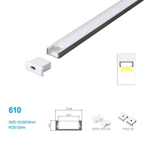 5/10/25/50 Pack 15.5MM*5.9MM Surface Mounted LED Aluminum Profile with Flat over£¬End Caps and Mounting Clips for LED Rigid Strip Lighting System - LEDStrips8