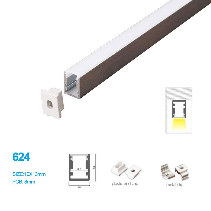 5/10/25/50 Pack 10MM*13MM Mini Square trimless Surface Mounting Aluminum Profile with Flat Cover ,End Caps and Mounting Clips Included - LEDStrips8