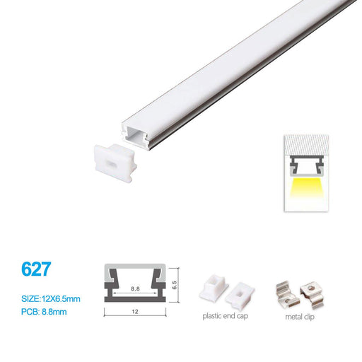 5/10/25/50 Pack 12MM*6.5MM LED Aluminum Profile with Flat Milky White Cover Surface Mounting for LED Rigid Strip Lighting System - LEDStrips8