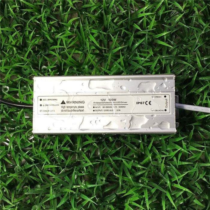 Waterproof IP67 LED Power Supply Driver Transformer 100W 110V AC to 12V DC Low Voltage Output with 3-Prong Plug 3.3 Feet Cable for Outdoor Use - LEDStrips8