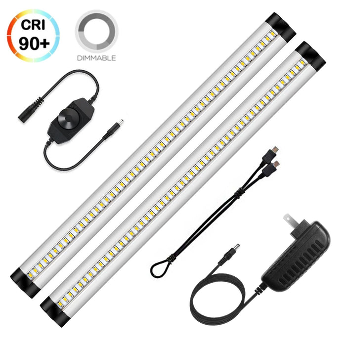 Ultra Thin LED Under Cabinet Lighting, Dimmable Under Counter Lighting, 10W 600LM CRI90, Daylight White 5000K, All Accessories Included, 2 Pack - LEDStrips8