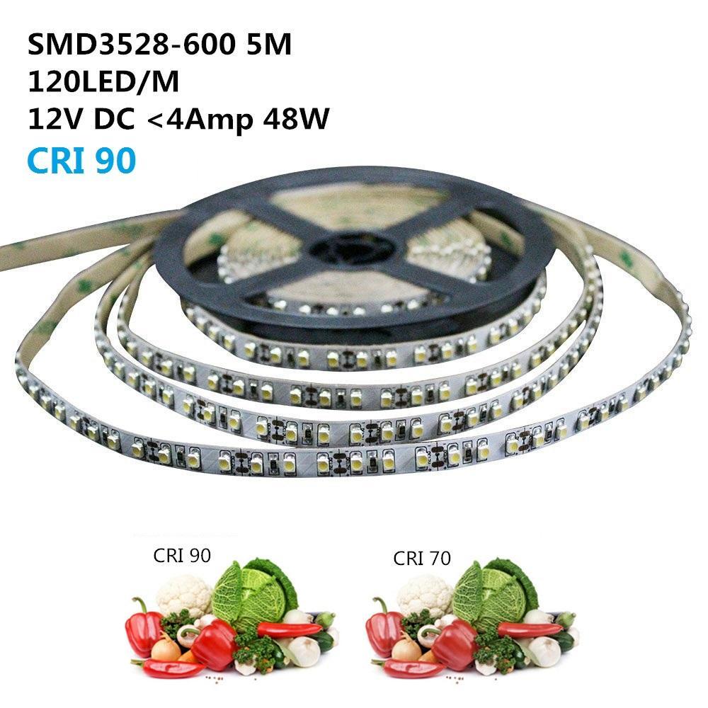 High CRI > 90 DC 12V SMD3528-600 Flexible LED Strips 30 LEDs Per Meter 8mm Width 600lm Per Meter - LEDStrips8