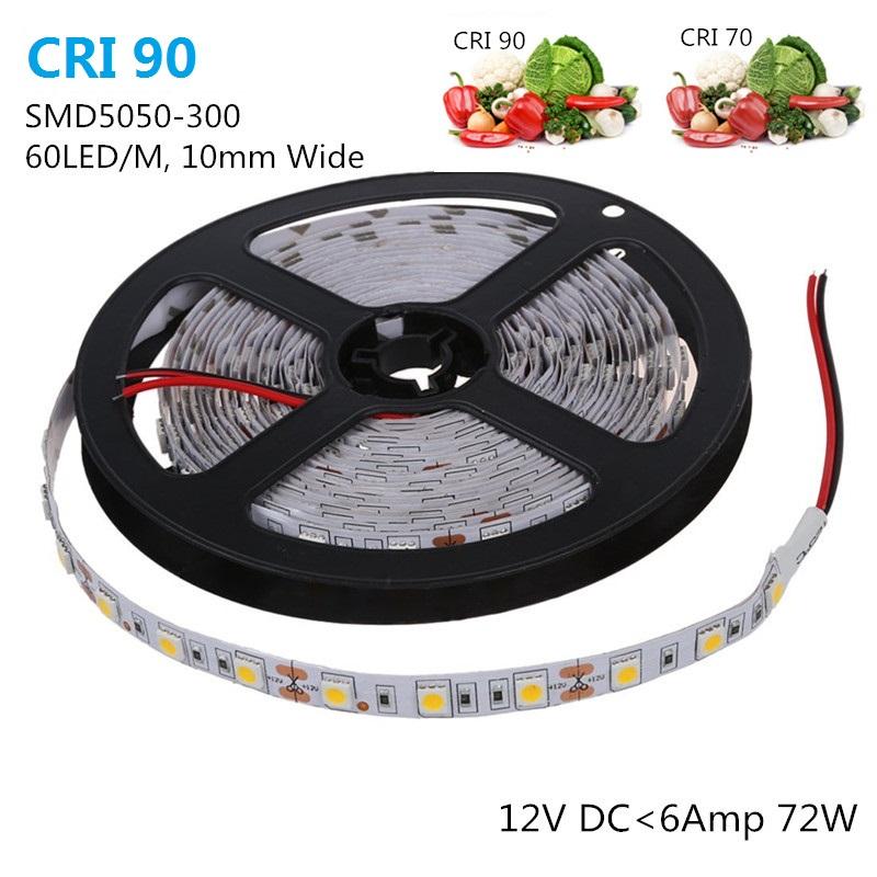 High CR I> 90 DC 12V Dimmable SMD5050-300 Flexible LED Strips 60 LEDs Per Meter 10mm Width 900lm Per Meter - LEDStrips8