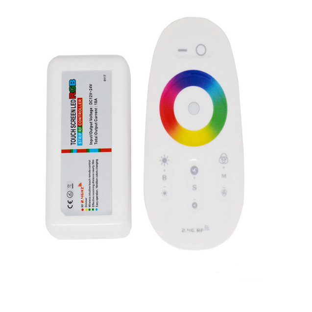 12V-24V DC 2.4G RF Wireless RGB LED Controller for RGB LED Strips with Touch Color Ring Remote - LEDStrips8