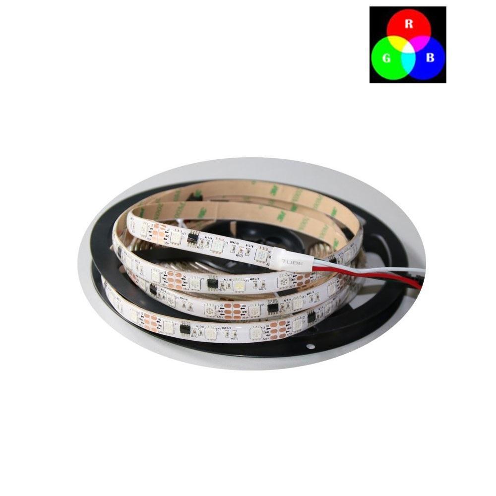 DC 12V TM1914 Breakpoint Continuingly 5050 RGB Color Changing Addressable LED Strip Light 16.4 Ft (500cm) 30LED/Mtr LED Pixel Flexible Tape White PCB - LEDStrips8
