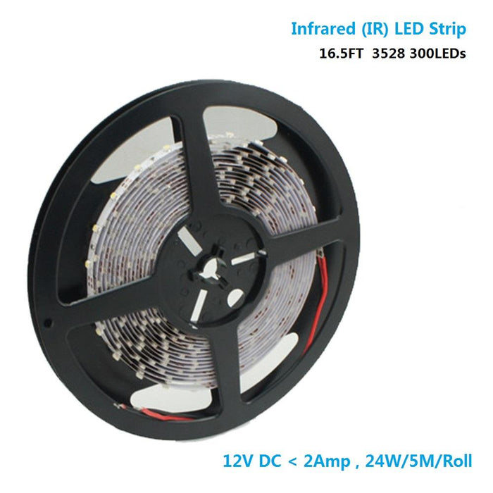 DC12V SMD3528-300-IR InfraRed (850nm/940nm) Single Chip Flexible LED Strips 60LEDs 4.8W Per Meter - LEDStrips8