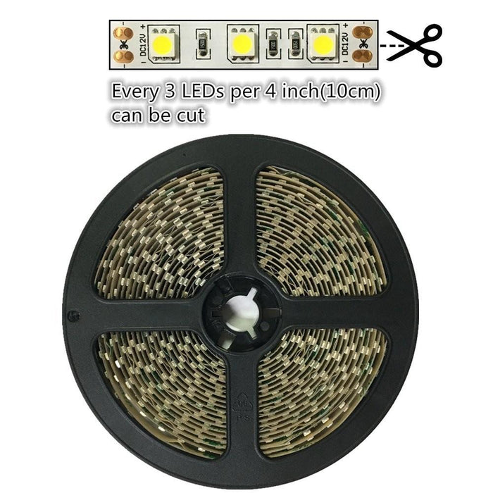 DC 12V Dimmable 670NM Red SMD5050-300 Flexible LED Strips 60 LEDs Per Meter 8mm Width 12W Per Meter - LEDStrips8