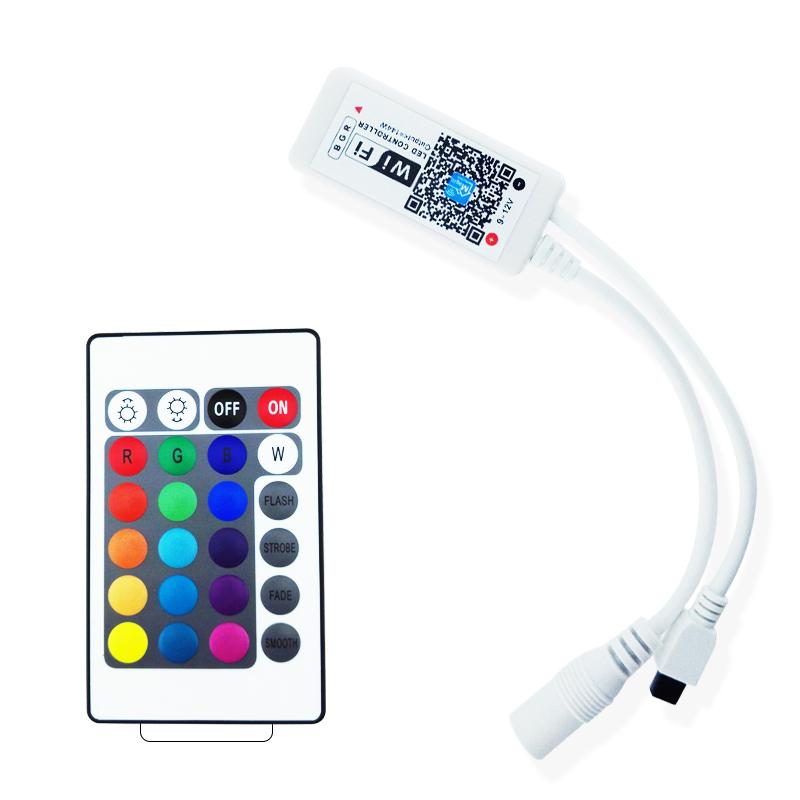 Wireless WiFi Smart Phone APP LED Controller or with 24Key IR Remote Controller for RGBW/RGBWW LED Flexible Strip Lights - LEDStrips8