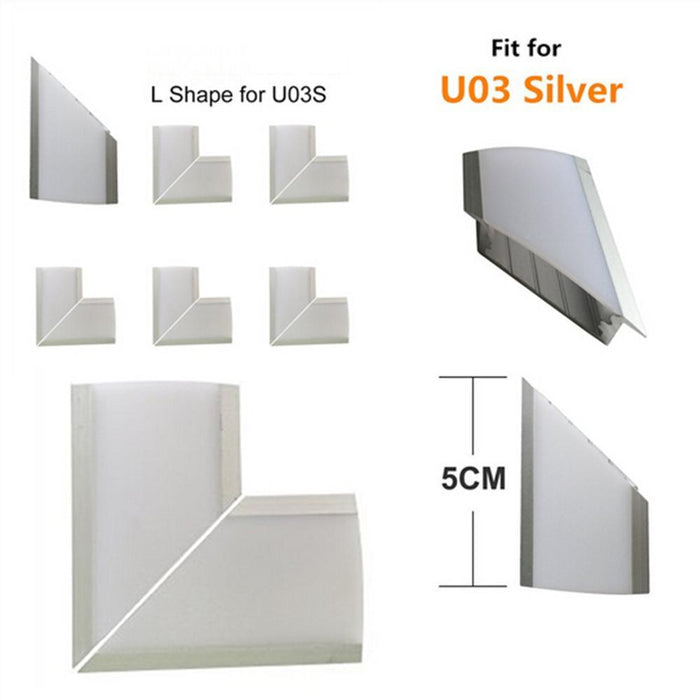 5Pair/10Pcs Spliced L-shape Adapter of LED Aluminum Channel Solution for 90 Angle Turning Corner Cabinet Bar Kitchen Wardrobe Installation Fit for Aluminum Profile Model U01, U02, U03, U04, U05,U06 - LEDStrips8