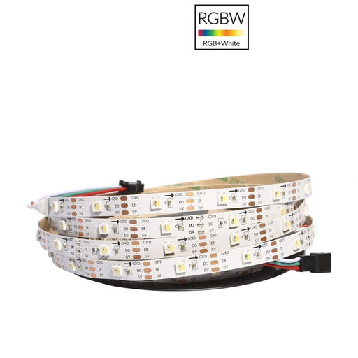 DC 5V SK6812 Individually Addressable LED Strip Light 5050 RGBW 16.4 Feet (500cm) 30LED/Meter LED Pixel Flexible Tape White PCB - LEDStrips8