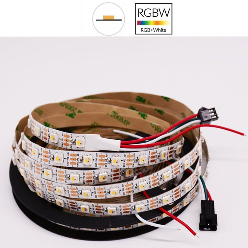 DC 5V SK6812 Individually Addressable LED Strip Light 5050 RGBW 16.4 Feet (500cm) 60LED/Meter LED Pixel Flexible Tape White PCB - LEDStrips8