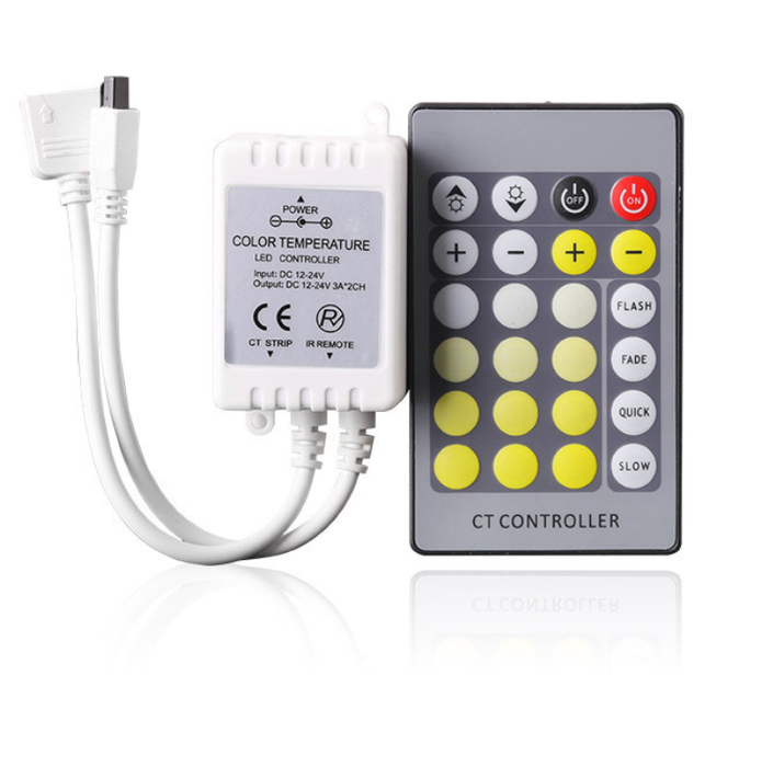 24Key IR Remote Controller for Dual White LED Strip Lights DC12V-24V LED Strip Controller - LEDStrips8