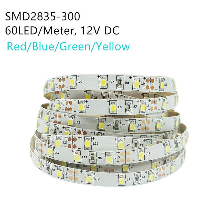 Red/Blue/Yellow/Green DC 12V Dimmable SMD2835-300 Flexible LED Strips 60 LEDs Per Meter 8mm Width LED Tape Light - LEDStrips8