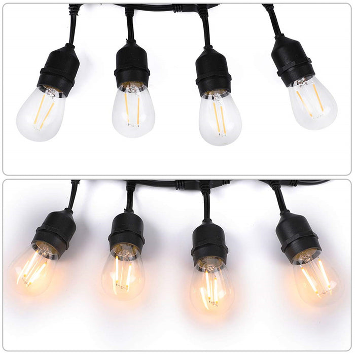 10-Pack Waterproof LED Outdoor String Lights each string w/ 15pcs Warm White S14 2W Edison Bulbs