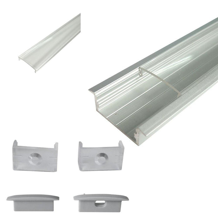 5/10/25/50 Pack Silver U03 10x30mm U-Shape Internal Width 20mm LED Aluminum Channel System with Cover, End Caps and Mounting Clips Aluminum Profile for LED Strip Light Installations - LEDStrips8