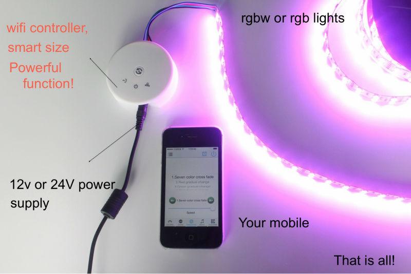 UFO WiFi Smart Phone App Controllable LED RGB / RGBW Controller Wireless Controller for LED Flexible Strips - LEDStrips8