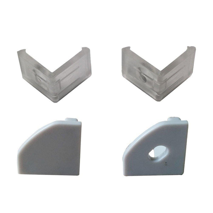 5/10/25/50 Pack Silver V03 18x18mm V-Shape Internal Width 12mm Corner Mounting LED Aluminum Channel with Oyster White Cover, End Caps and Mounting Clips for Flex/Hard LED Strip Light - LEDStrips8