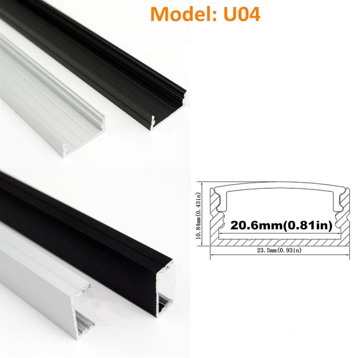 Seperate Aluminum Housing Only for U-Shape and V-Shape LED Aluminum Profile, Fit for U01, U02, U03, U04, U05, U06, V01, V02, V03 - LEDStrips8